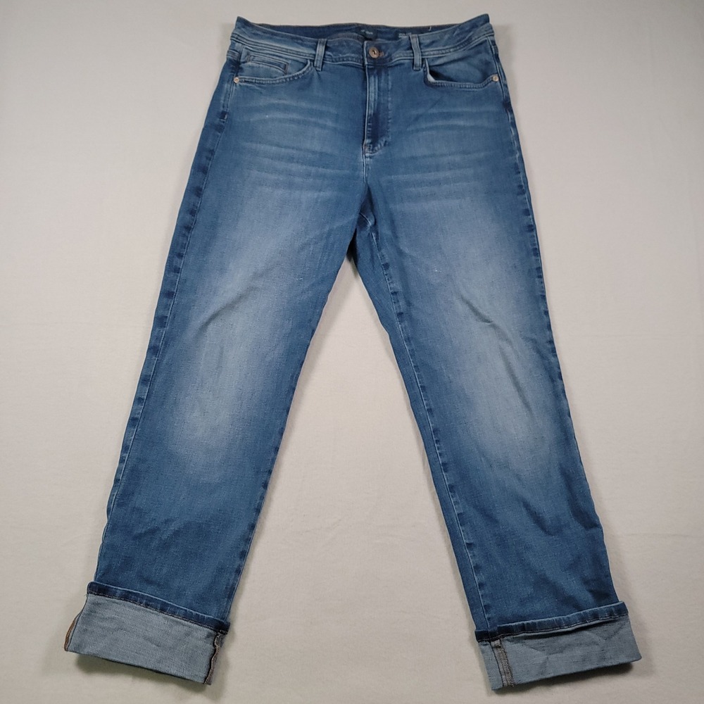 J. Jill Denim High Rise Straight Leg Ankle Jeans Women 12R Blue Stretch Cotton - Picture 2 of 11